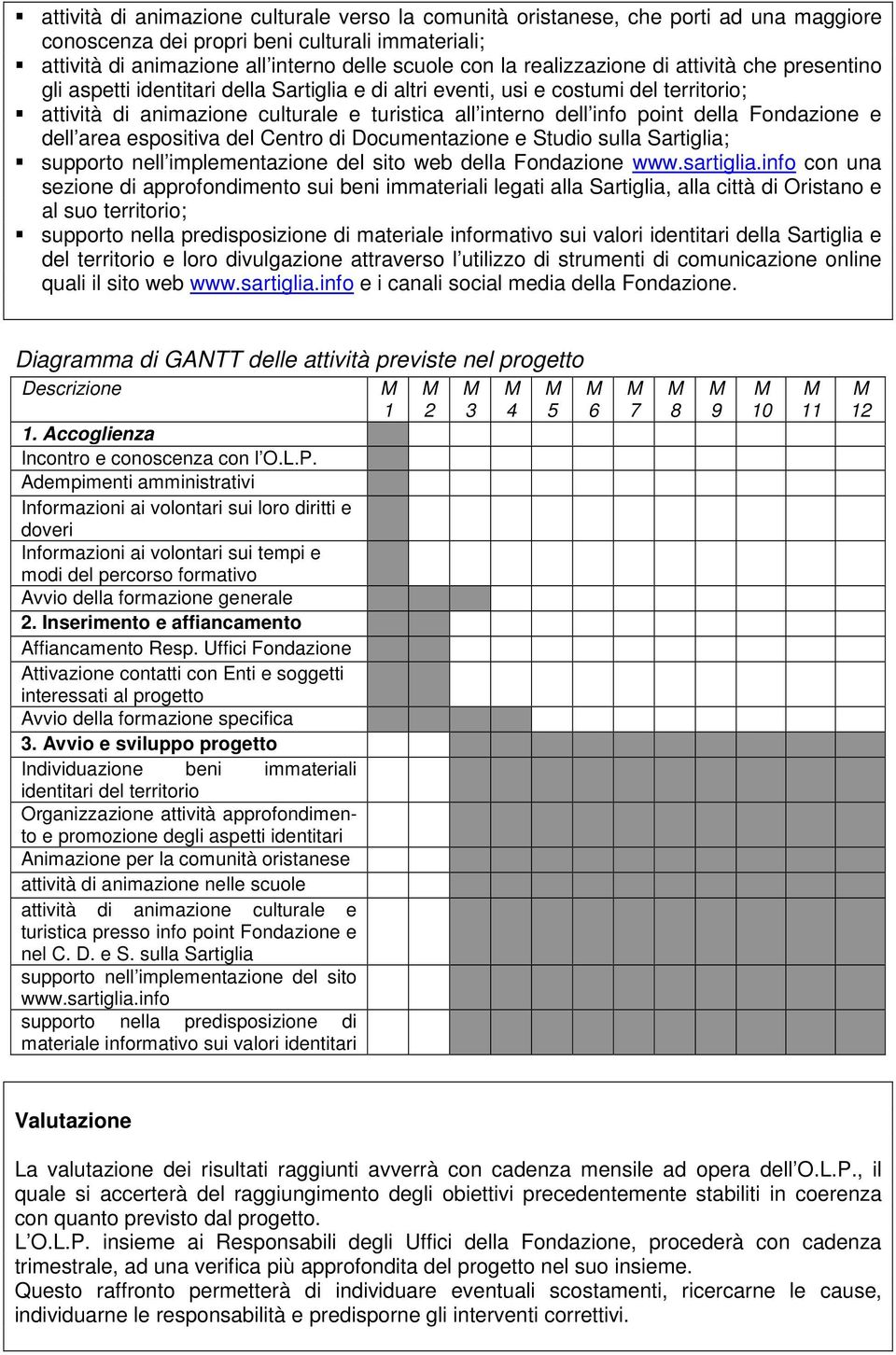 point della Fondazione e dell area espositiva del Centro di Documentazione e Studio sulla Sartiglia; supporto nell implementazione del sito web della Fondazione www.sartiglia.