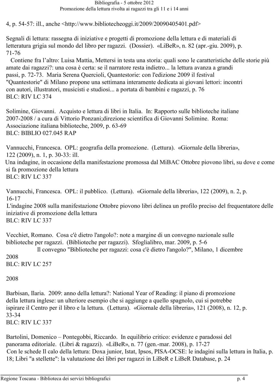 .. la lettura avanza a grandi passi, p. 72-73.