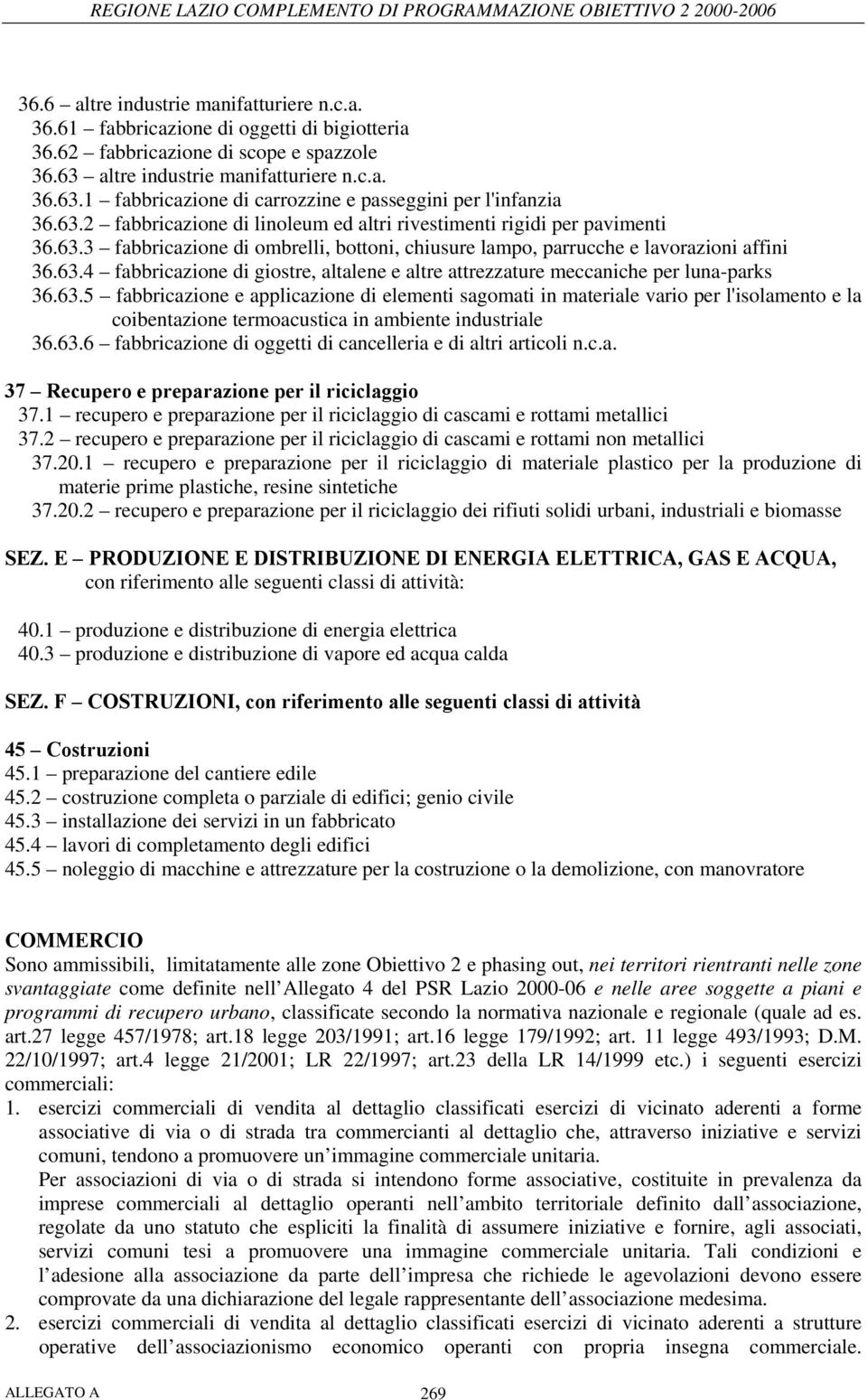 63.5 fabbricazione e applicazione di elementi sagomati in materiale vario per l'isolamento e la coibentazione termoacustica in ambiente industriale 36.63.6 fabbricazione di oggetti di cancelleria e di altri articoli n.