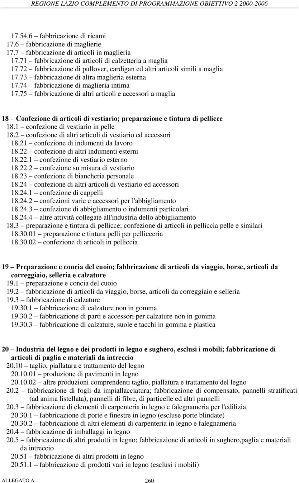 75 fabbricazione di altri articoli e accessori a maglia 18 Confezione di articoli di vestiario; preparazione e tintura di pellicce 18.1 confezione di vestiario in pelle 18.