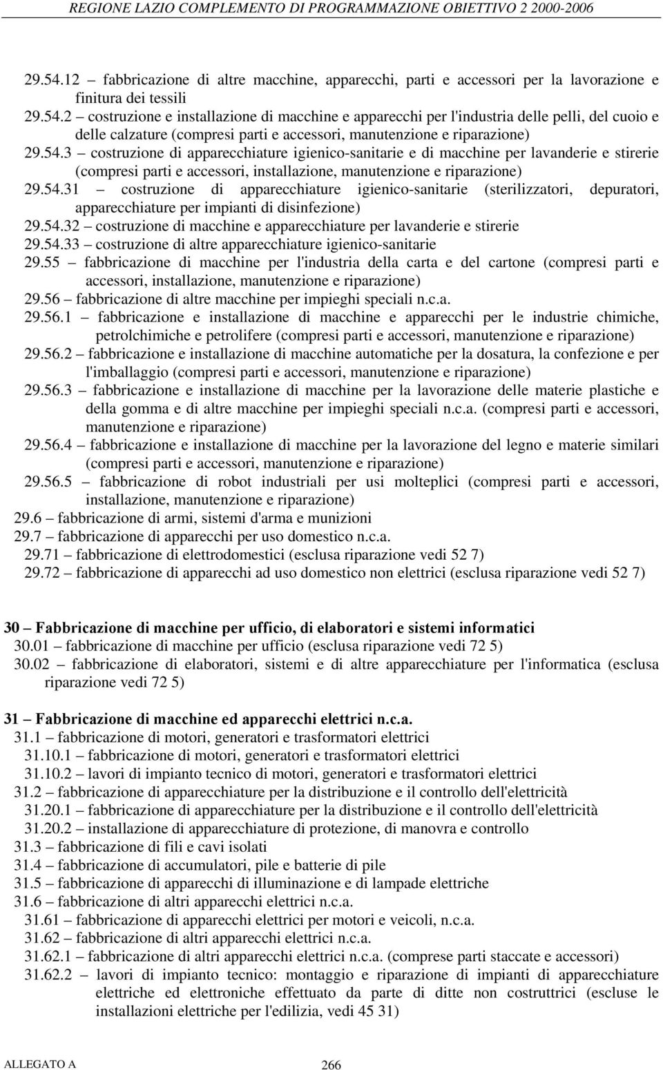 54.32 costruzione di macchine e apparecchiature per lavanderie e stirerie 29.54.33 costruzione di altre apparecchiature igienico-sanitarie 29.