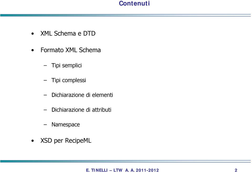 Dichiarazione di elementi Dichiarazione