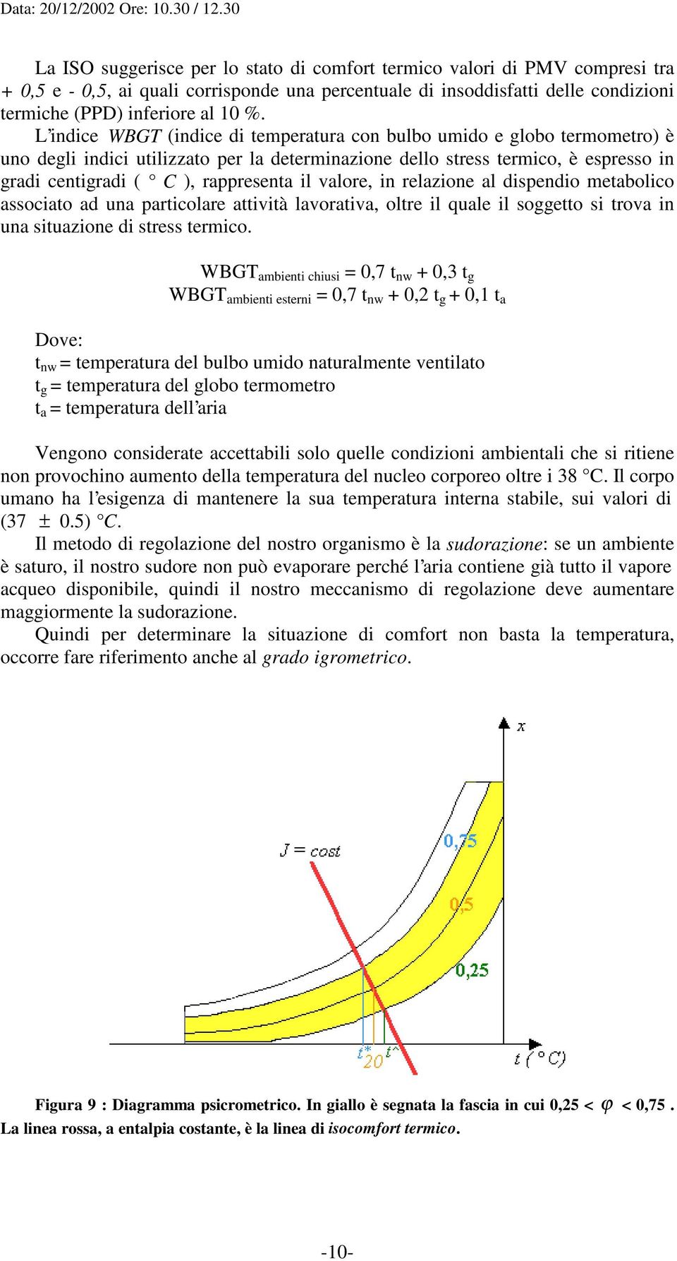 relzione l dispendio metolico ssocito d un prticolre ttività lvortiv, oltre il qule il soggetto si trov in un situzione di stress termico.