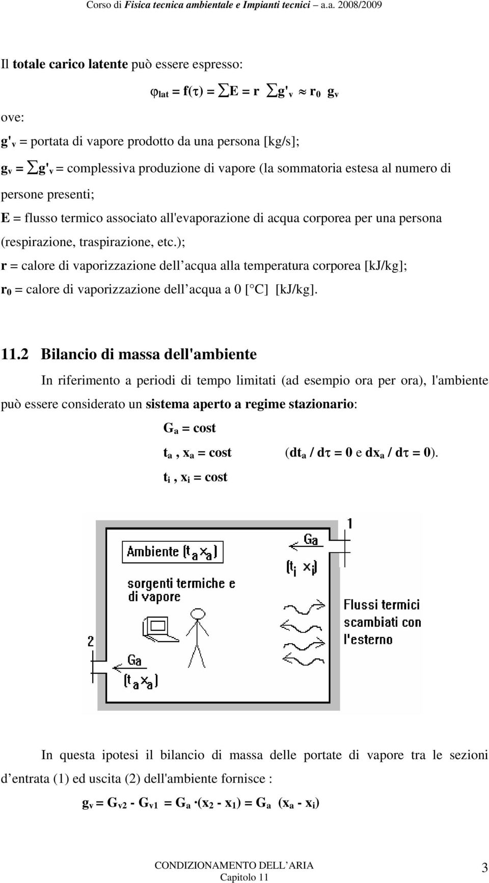 estes l numero di persone presenti; E = flusso termico ssocito ll'evporzione di cqu corpore per un person (respirzione, trspirzione, etc.