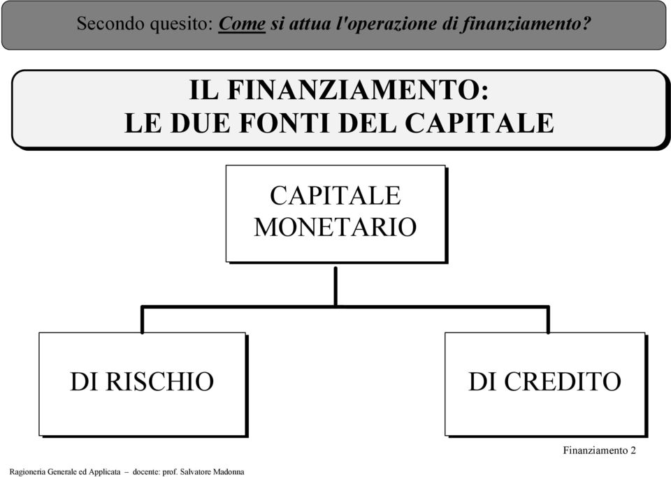 IL FINANZIAMENTO: LE DUE FONTI DEL