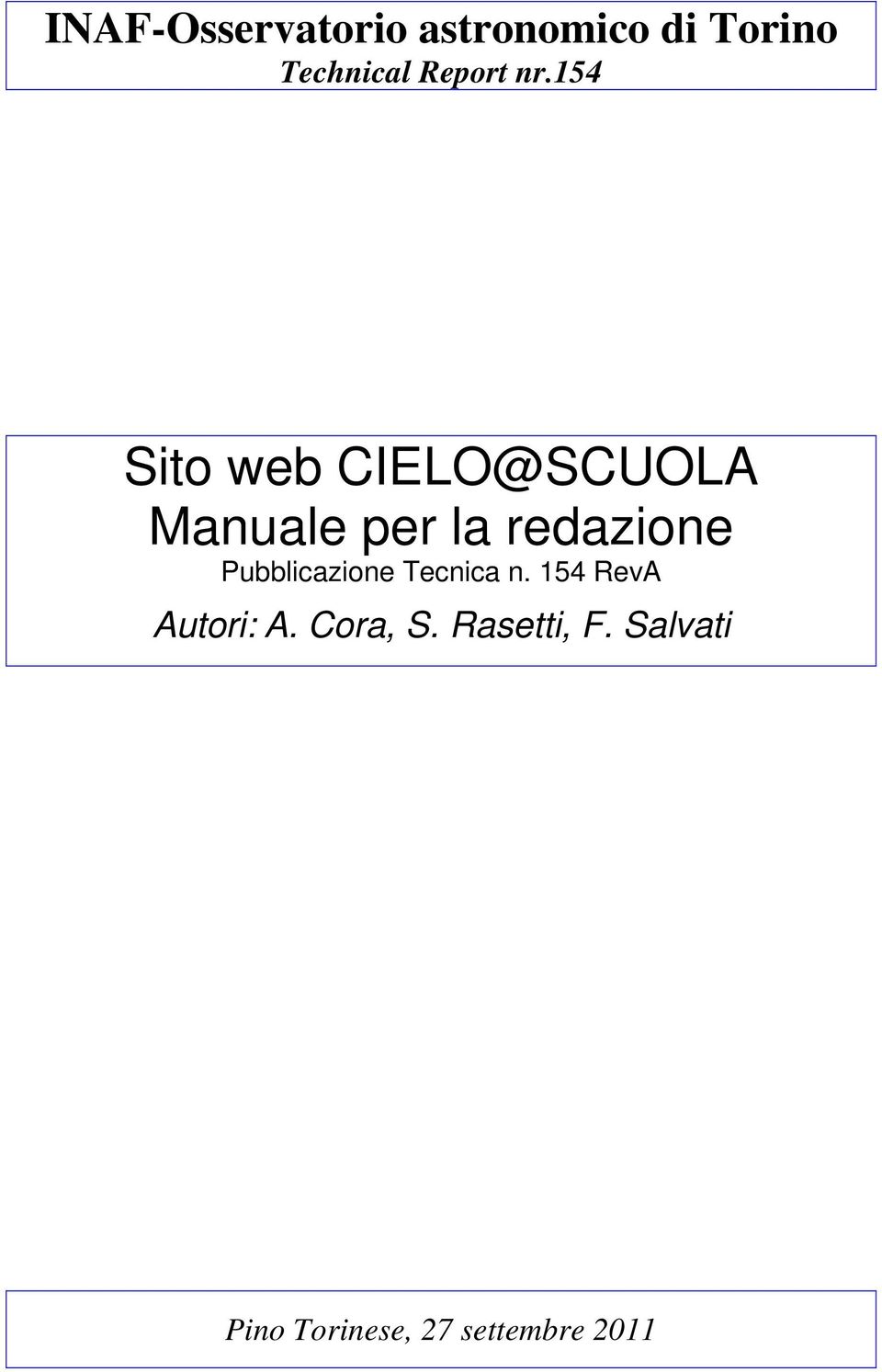 154 Sito web CIELO@SCUOLA Manuale per la redazione