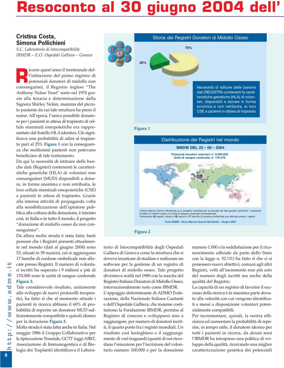 it 8 Ricorre quest anno il trentennale dell istituzione del primo registro di potenziali donatori di midollo non consanguinei, il Registro inglese The Anthony Nolan Trust sorto nel 1974 grazie alla