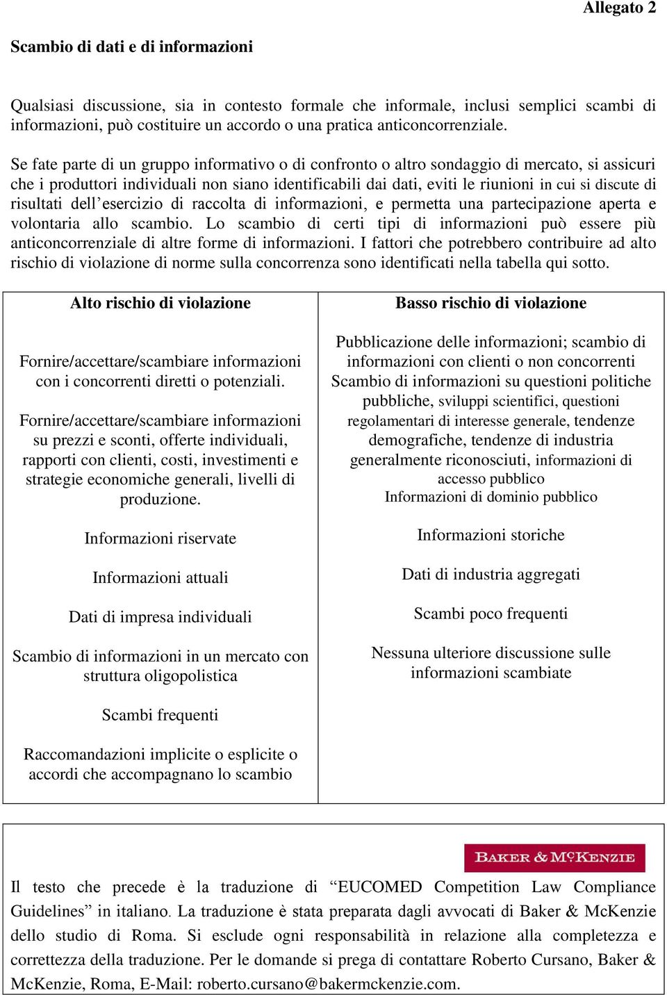 Se fate parte di un gruppo informativo o di confronto o altro sondaggio di mercato, si assicuri che i produttori individuali non siano identificabili dai dati, eviti le riunioni in cui si discute di