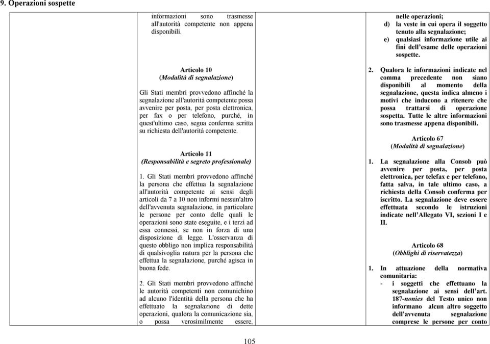 quest'ultimo caso, segua conferma scritta su richiesta dell'autorità competente. Articolo 11 (Responsabilità e segreto professionale) 1.