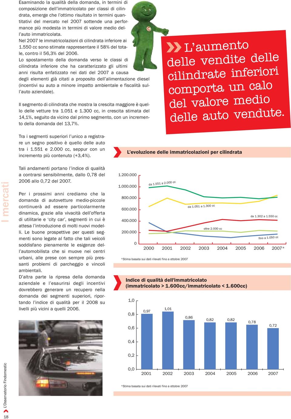 550 cc sono stimate rappresentare il 58% del totale, contro il 56,3% del 2006.