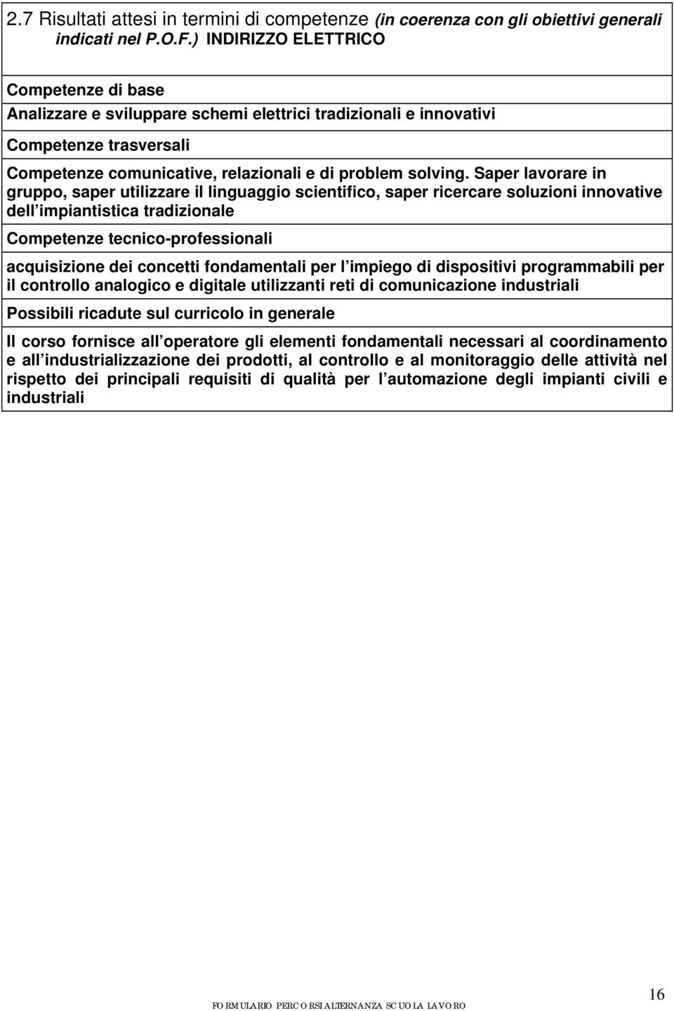 Saper lavorare in gruppo, saper utilizzare il linguaggio scientifico, saper ricercare soluzioni innovative dell impiantistica tradizionale Competenze tecnico-professionali acquisizione dei concetti