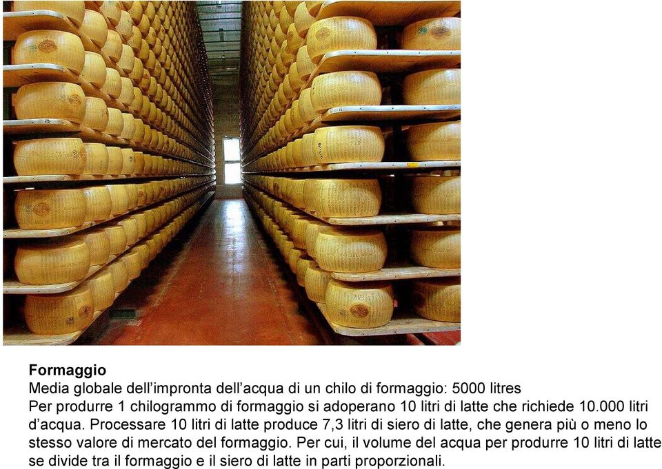 Processare 10 litri di latte produce 7,3 litri di siero di latte, che genera più o meno lo stesso valore di