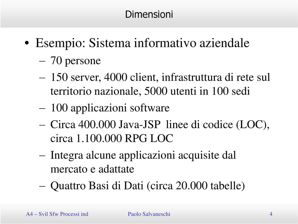 000 Java-JSP linee di codice (LOC), circa 1.100.