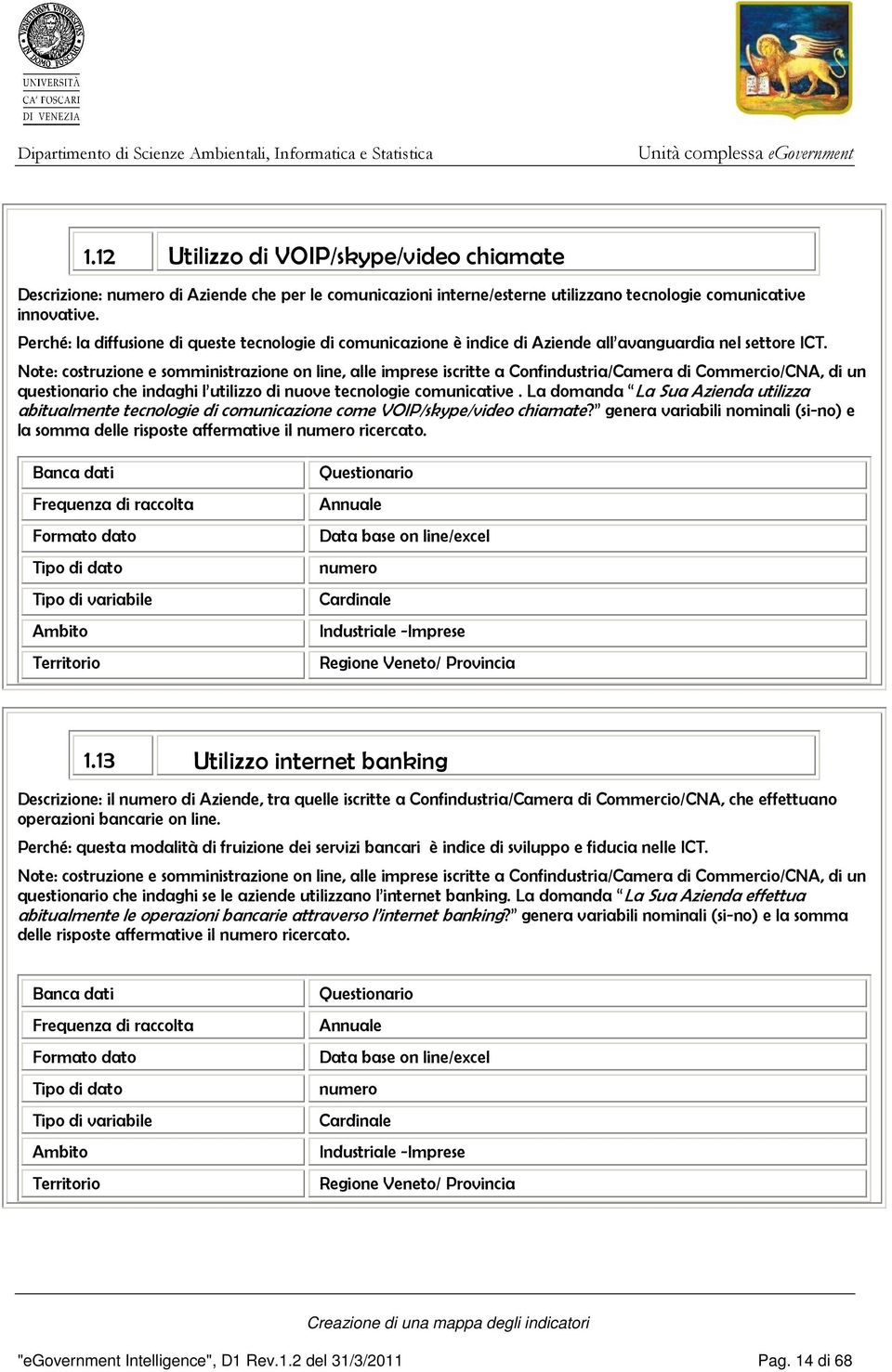 Note: costruzione e somministrazione on line, alle imprese iscritte a Confindustria/Camera di Commercio/CNA, di un questionario che indaghi l utilizzo di nuove tecnologie comunicative.