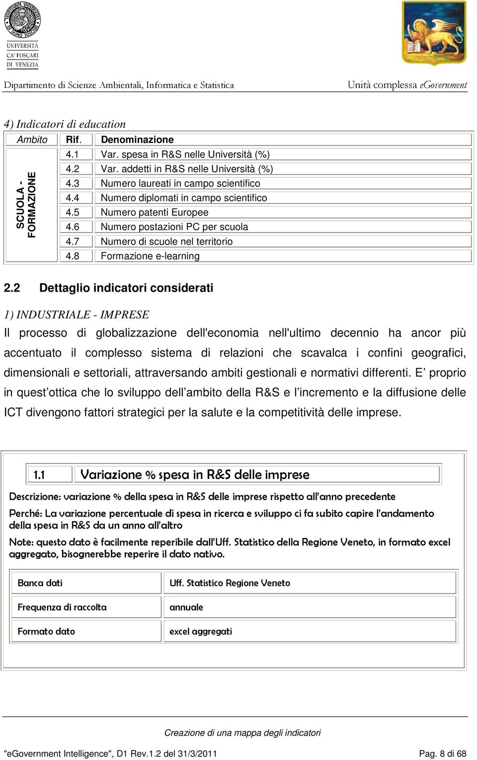 2 Dettaglio indicatori considerati 1) INDUSTRIALE - IMPRESE Il processo di globalizzazione dell'economia nell'ultimo decennio ha ancor più accentuato il complesso sistema di relazioni che scavalca i