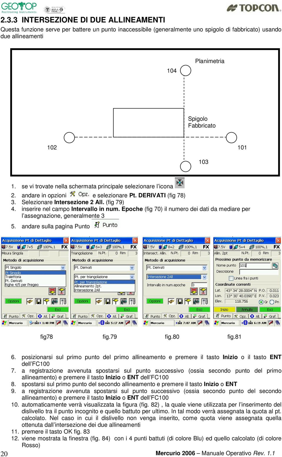 inserire nel campo Intervallo in num. Epoche (fig 70) il numero dei dati da mediare per l assegnazione, generalmente 3 5. andare sulla pagina Punto fig78 fig.79 fig.80 fig.81 20 6.