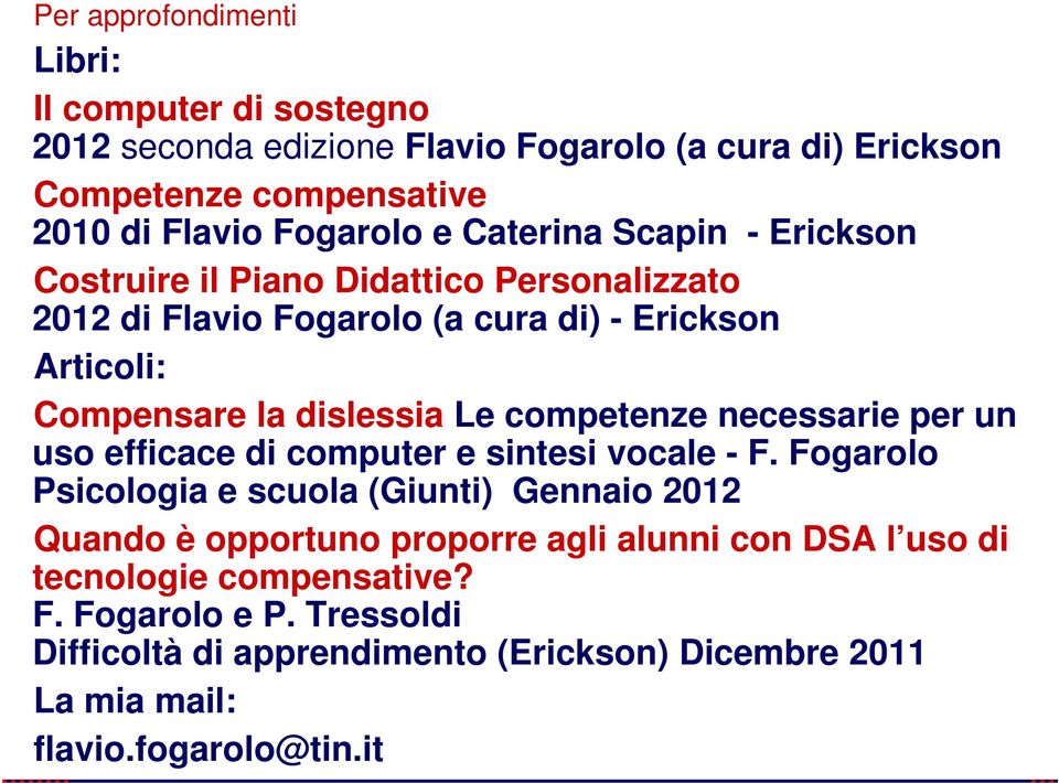 competenze necessarie per un uso efficace di computer e sintesi vocale - F.