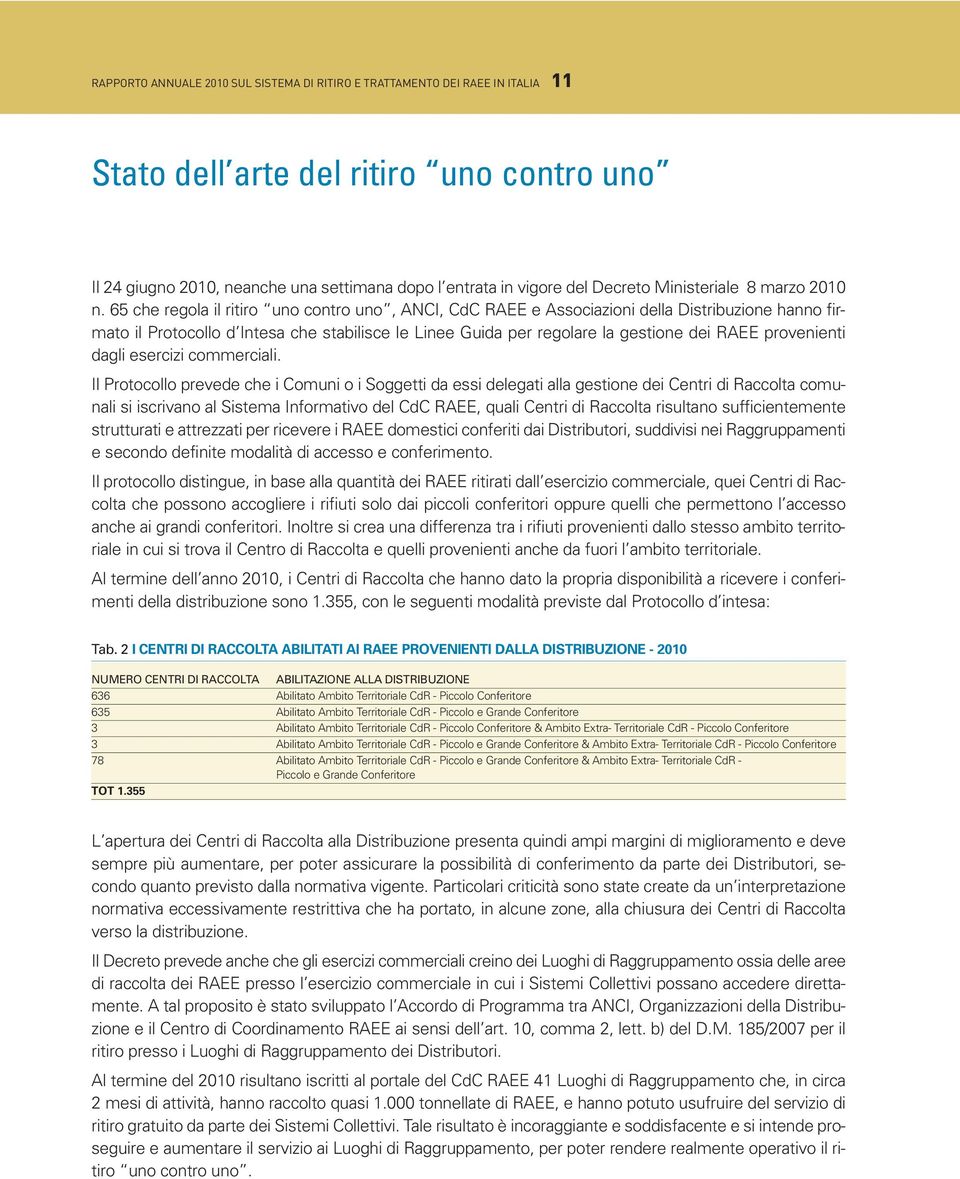 65 che regola il ritiro uno contro uno, ANCI, CdC RAEE e Associazioni della Distribuzione hanno firmato il Protocollo d Intesa che stabilisce le Linee Guida per regolare la gestione dei RAEE