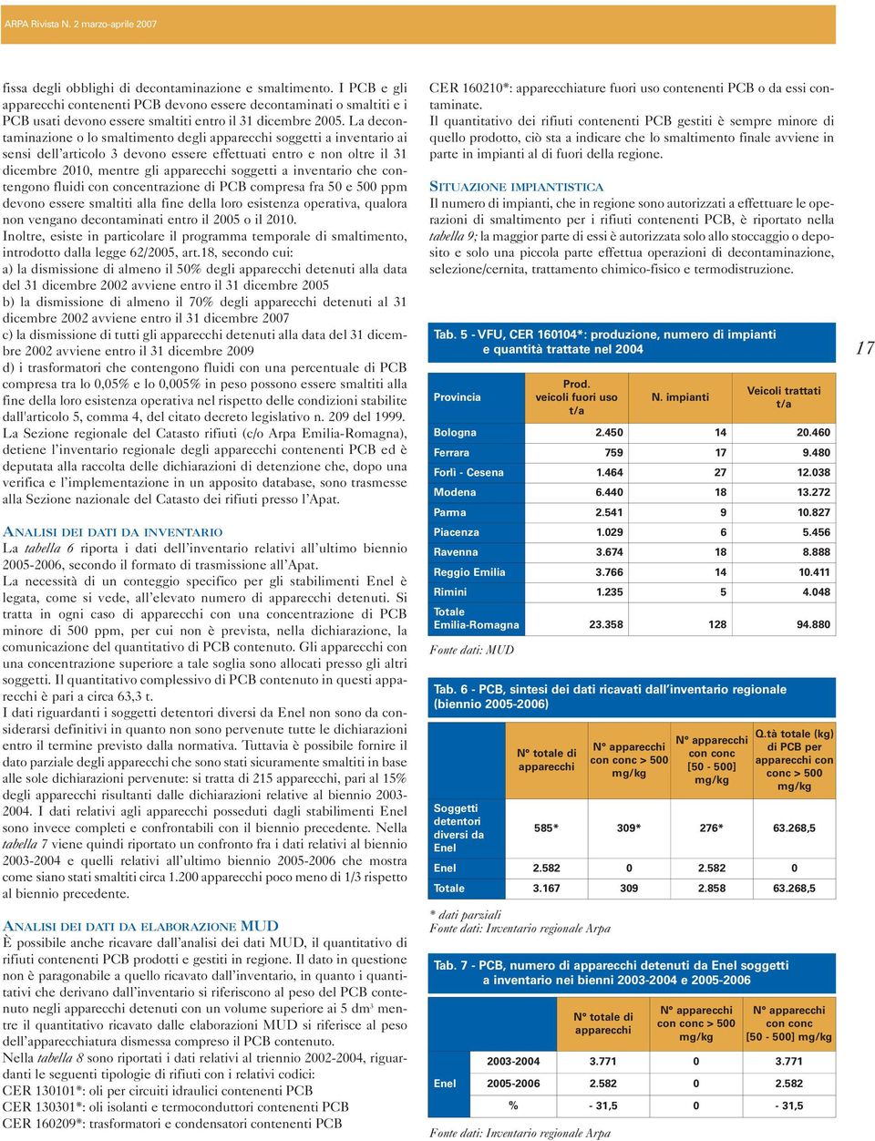 La decontaminazione o lo smaltimento degli apparecchi soggetti a inventario ai sensi dell articolo 3 devono essere effettuati entro e non oltre il 31 dicembre 2010, mentre gli apparecchi soggetti a