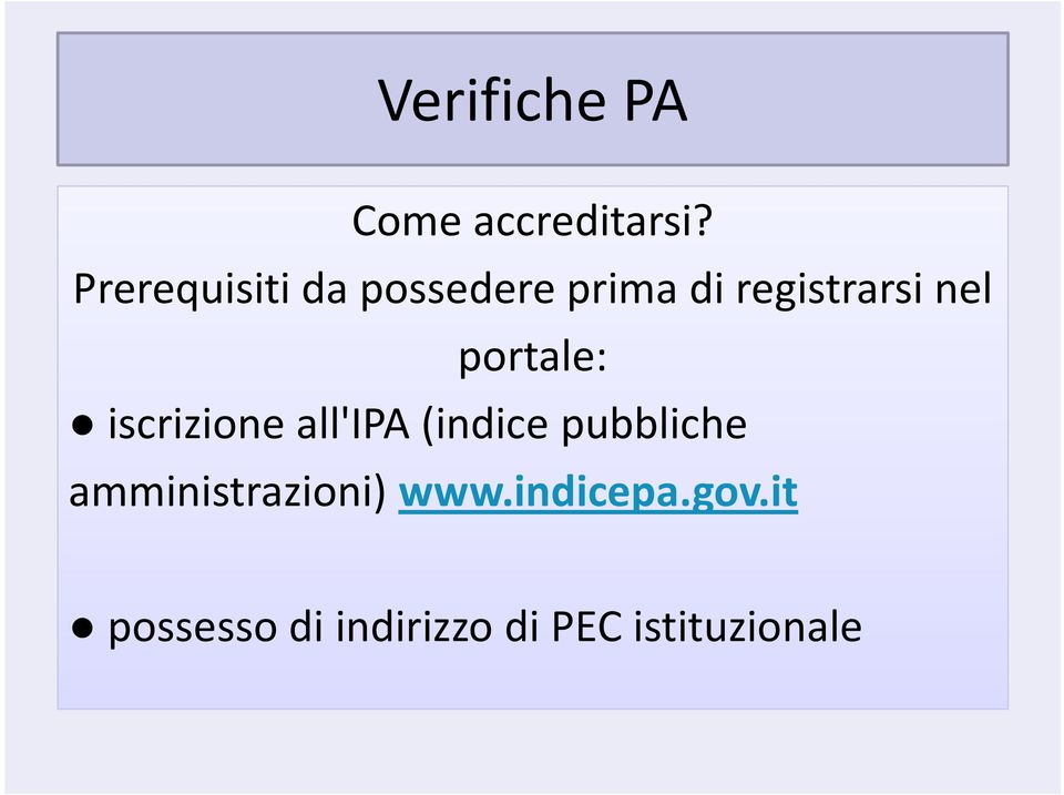 portale: iscrizione all'ipa(indice pubbliche