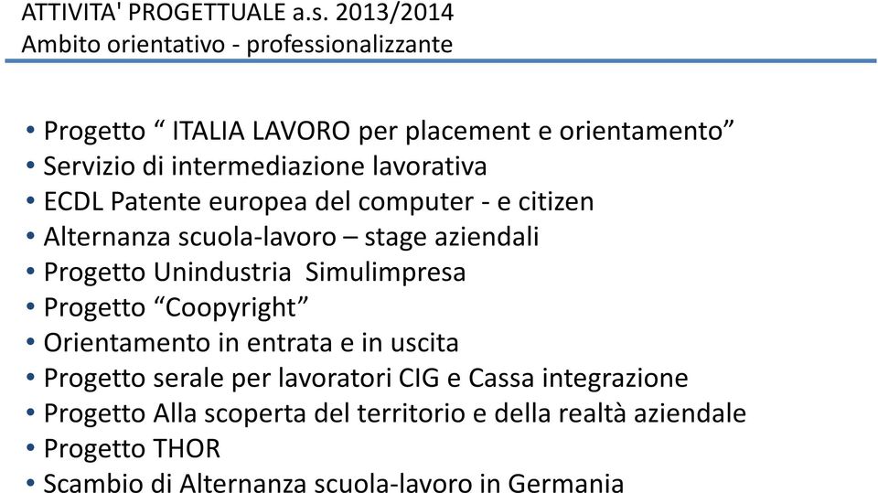 lavorativa ECDL Patente europea del computer -e citizen Alternanza scuola-lavoro stage aziendali Progetto Unindustria Simulimpresa