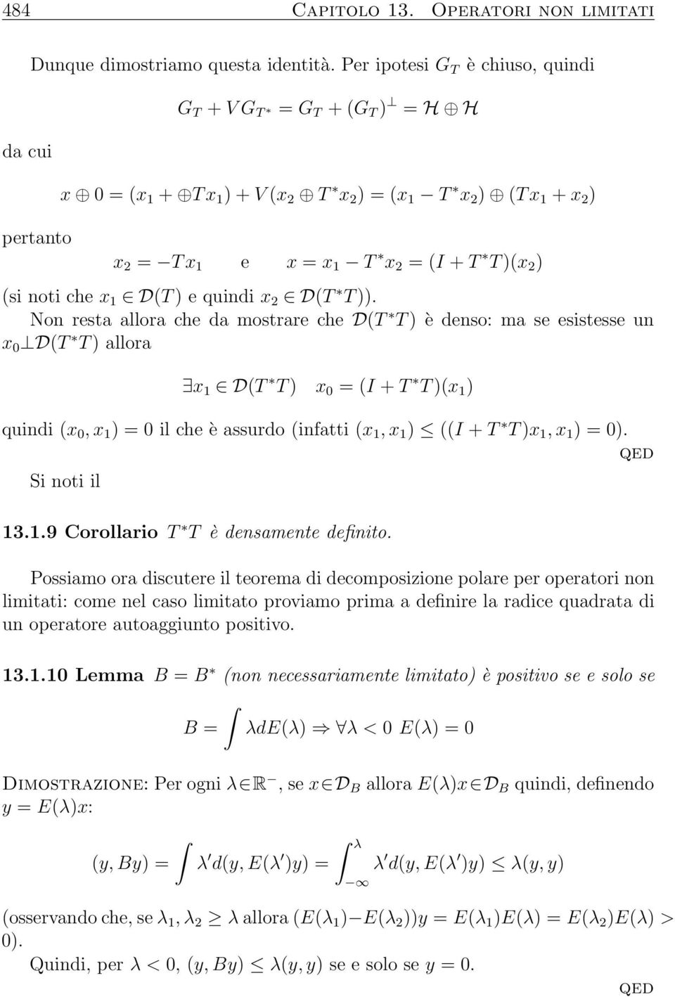 che x 1 D(T ) e quindi x 2 D(T T )).