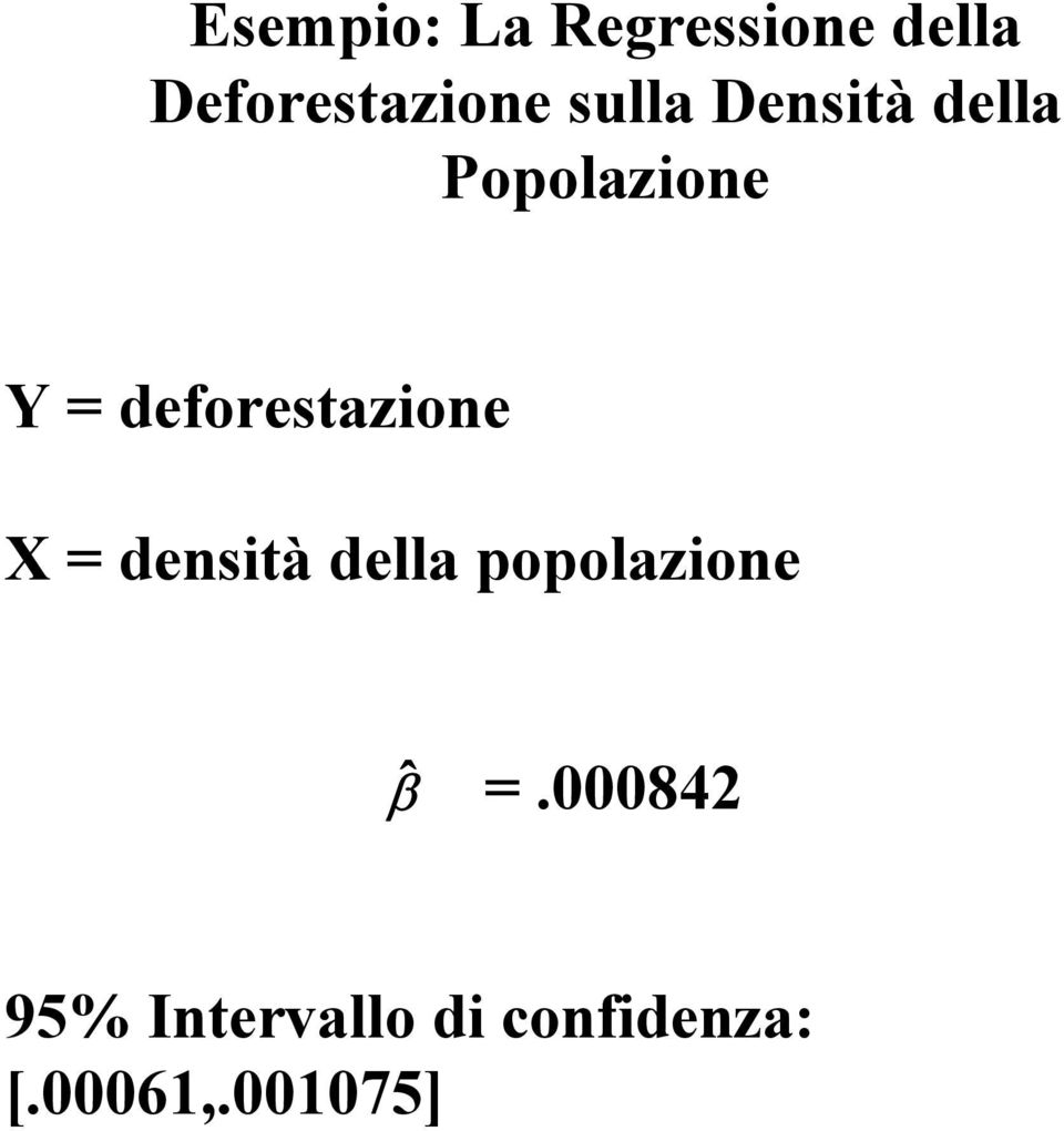 deforestazione X = densità della popolazione