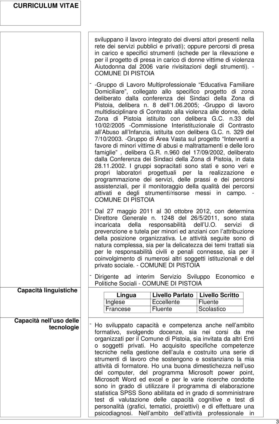 - - -Gruppo di Lavoro Multiprofessionale Educativa Familiare Domiciliare, collegato allo specifico progetto di zona deliberato dalla conferenza dei Sindaci della Zona di Pistoia, delibera n. 8 dell 1.