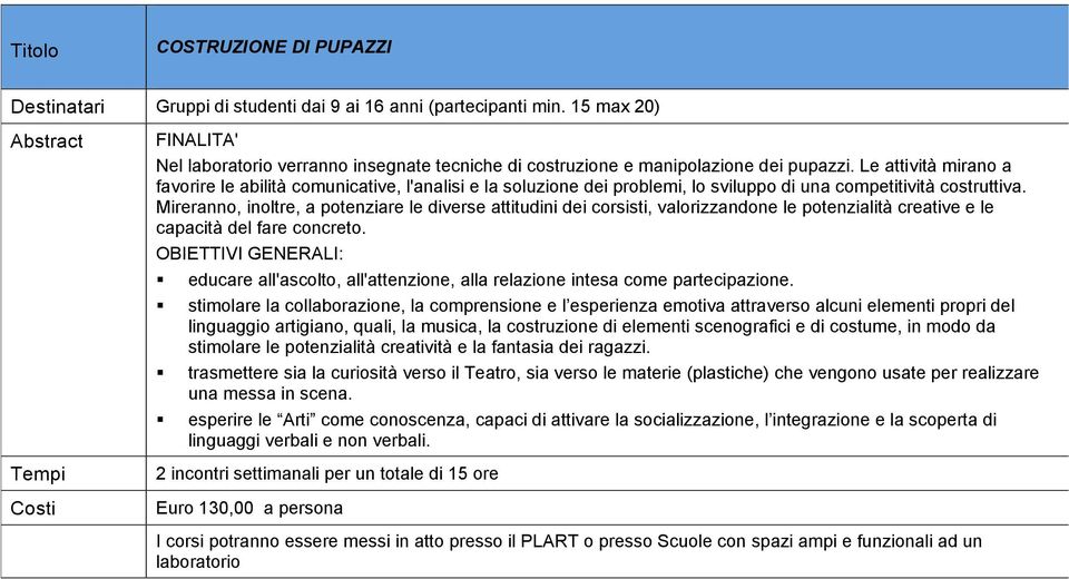 Mireranno, inoltre, a potenziare le diverse attitudini dei corsisti, valorizzandone le potenzialità creative e le capacità del fare concreto. OBIETTIVI GENERALI:!