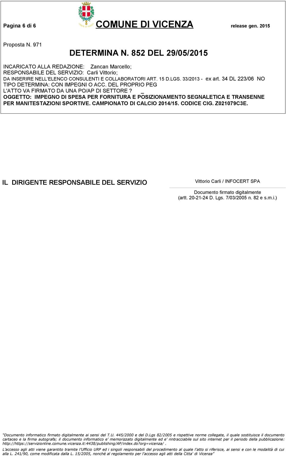 Vittorio Carli / INFOCERT SPA Documento firmato
