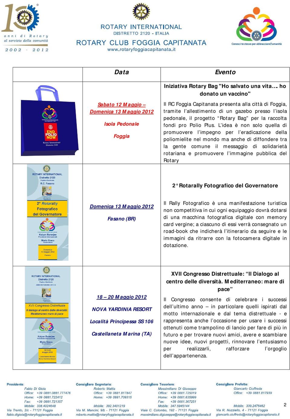 L idea è non solo quella di promuovere l impegno per l eradicazione della poliomielite nel mondo ma anche di diffondere tra la gente comune il messaggio di solidarietà rotariana e promuovere l