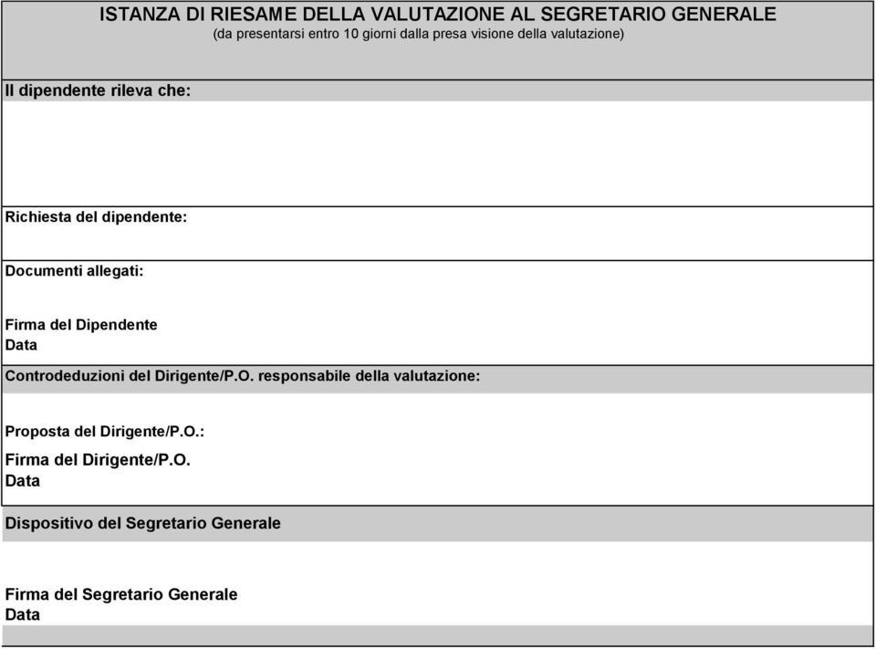 del Dipendente Data Controdeduzioni del Dirigente/P.O.