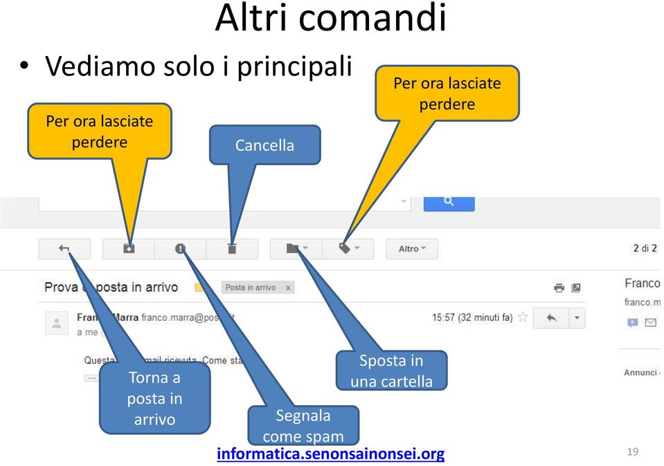 lasciate perdere Torna a posta in arrivo