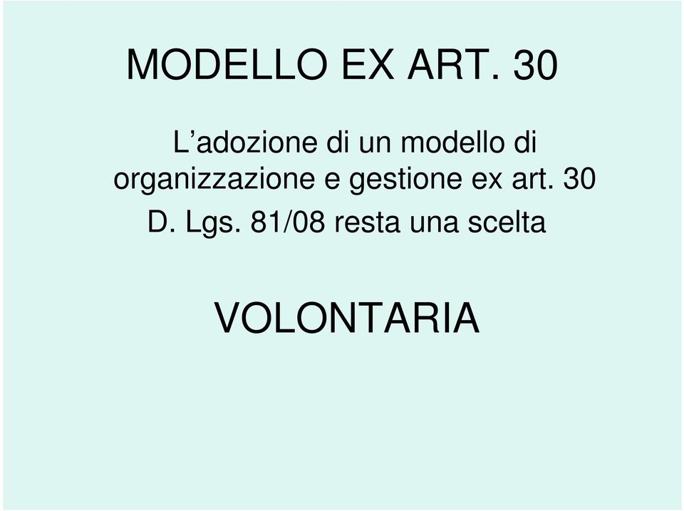 organizzazione e gestione ex