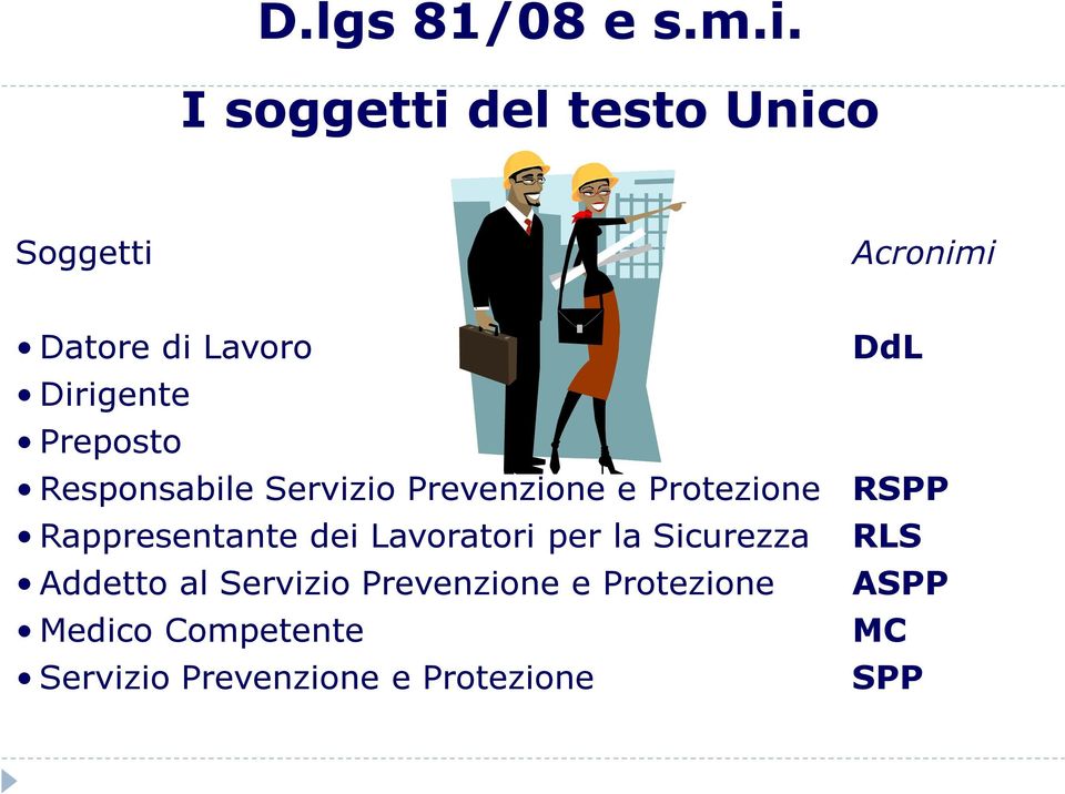 Preposto Responsabile Servizio Prevenzione e Protezione Rappresentante dei