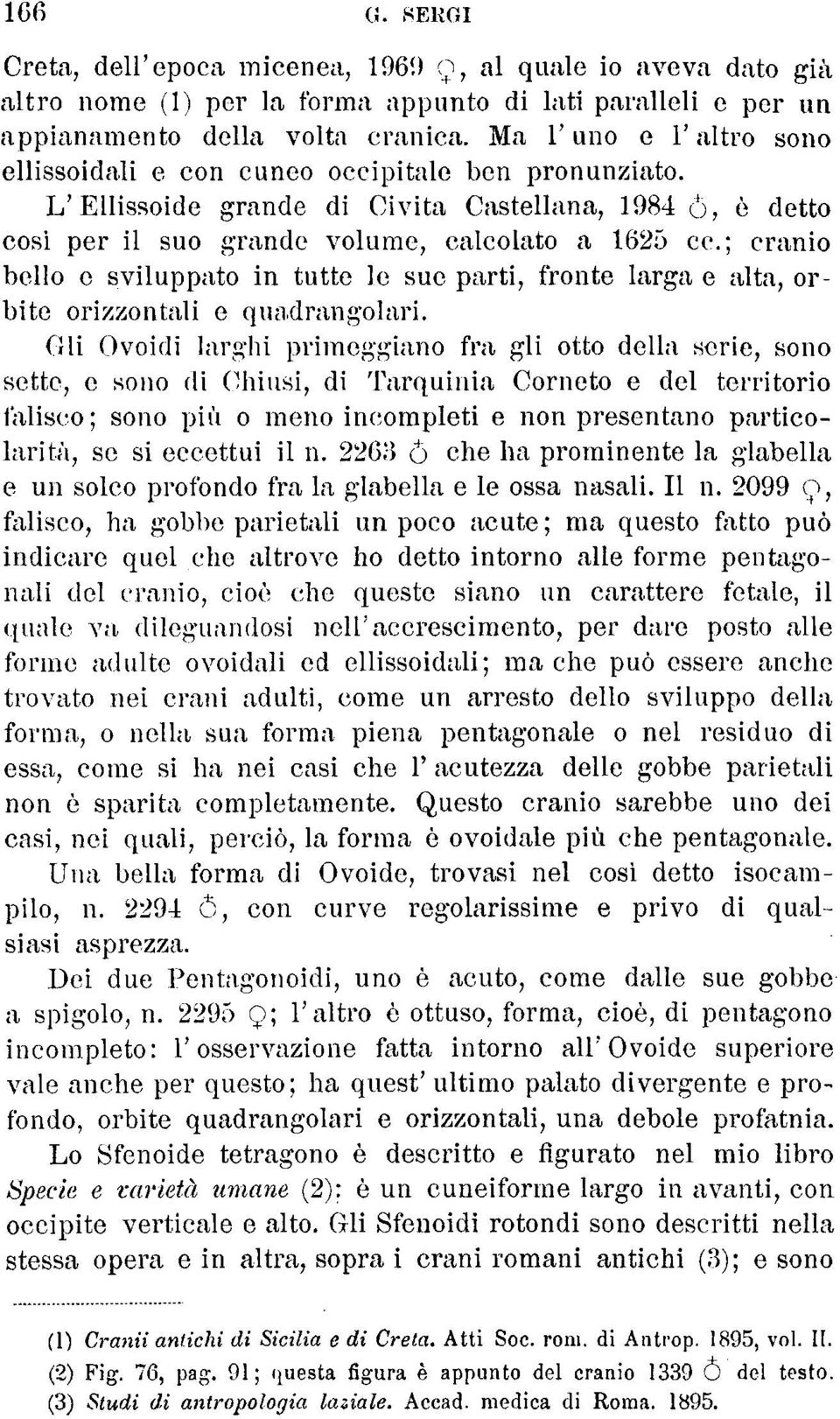 L'Ellissoide grande di Civita Castellana, 1984 ò, e detto cosi per il suo grande volume, calcolato a 1625 ce; cranio bello e sviluppato in tutte le sue parti, fronte larga e alta, orbite orizzontali