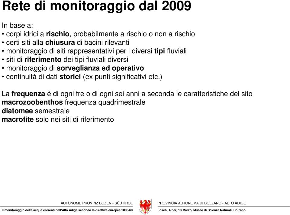 monitoraggio di sorveglianza ed operativo continuità di dati storici (ex punti significativi etc.