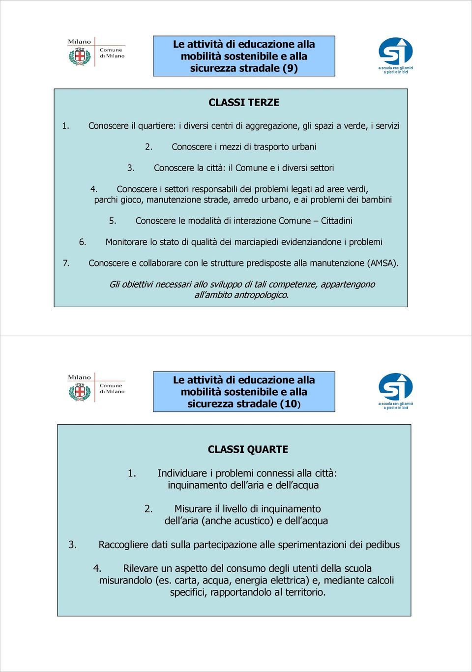 Conoscere le modalità di interazione Comune Cittadini 6. Monitorare lo stato di qualità dei marciapiedi evidenziandone i problemi 7.