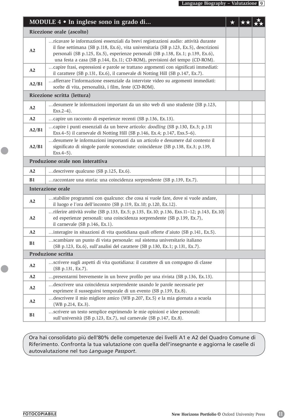 11; CD-ROM), previsioni del tempo (CD-ROM). capire frasi, espressioni e parole se trattano argomenti con significati immediati: il carattere (SB p.131, Ex.6), il carnevale di Notting Hill (SB p.