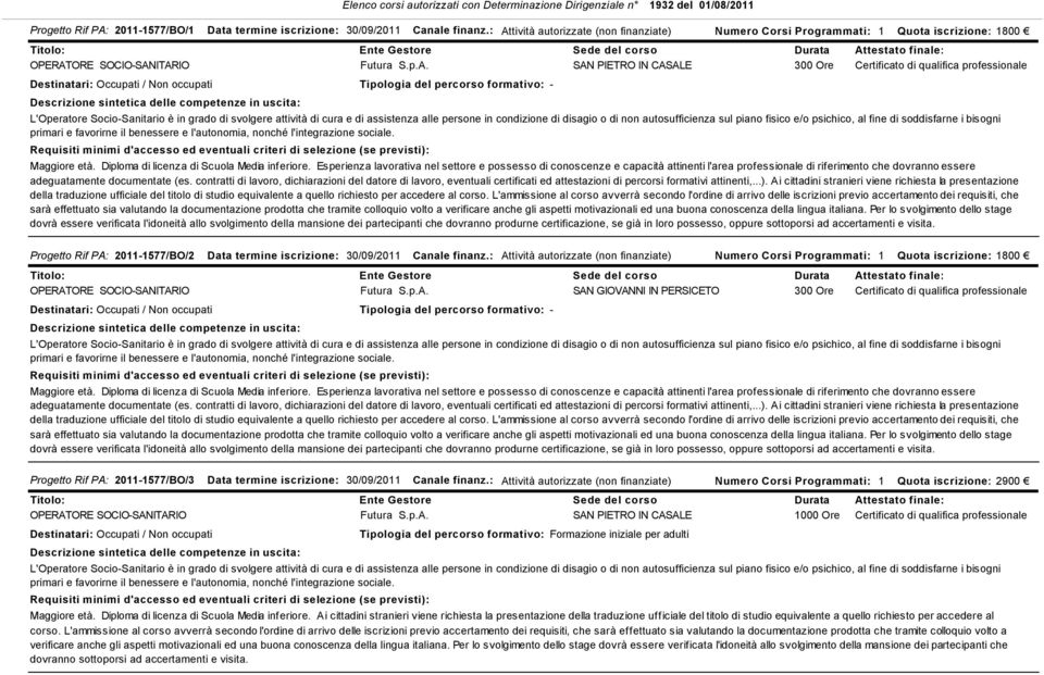 Destinatari: Occupati / Non occupati - L'Operatore Socio-Sanitario è in grado di svolgere attività di cura e di assistenza alle persone in condizione di disagio o di non autosufficienza sul piano