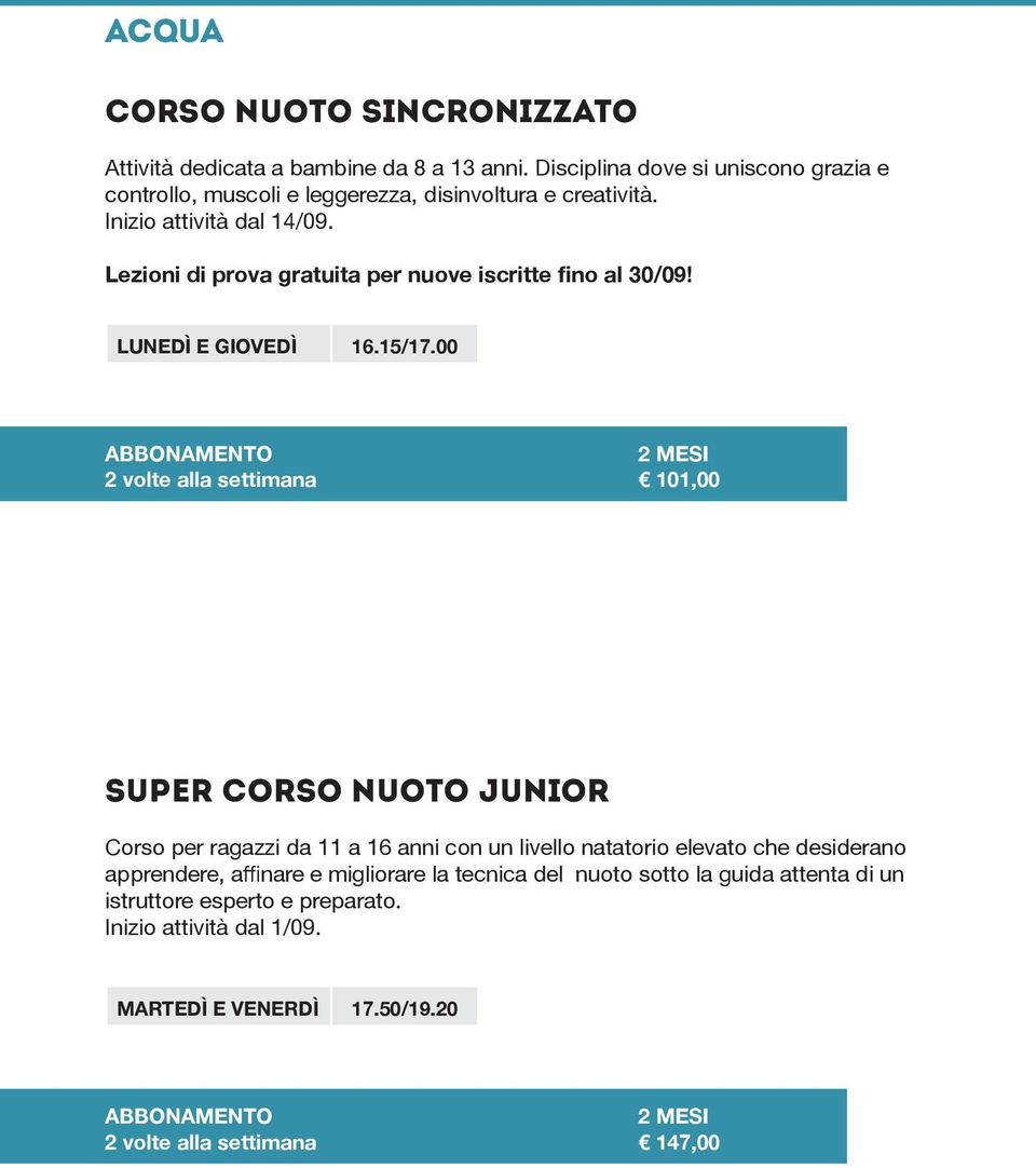 Lezioni di prova gratuita per nuove iscritte fino al 30/09! LUNEDÌ E GIOVEDÌ 16.15/17.