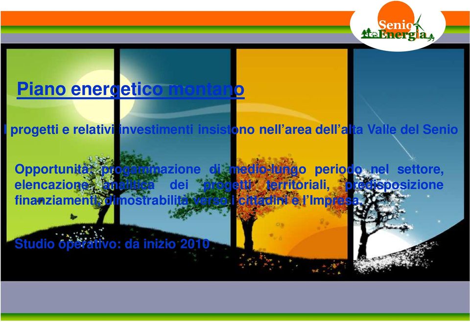 settore, elencazione analitica dei progetti territoriali, predisposizione