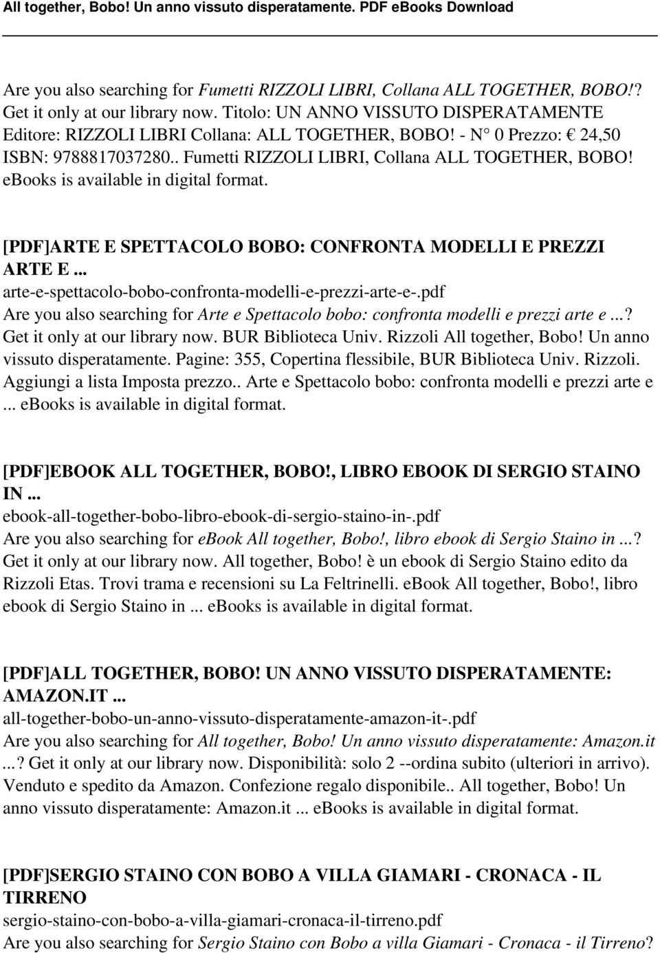 ebooks is [PDF]ARTE E SPETTACOLO BOBO: CONFRONTA MODELLI E PREZZI ARTE E... arte-e-spettacolo-bobo-confronta-modelli-e-prezzi-arte-e-.