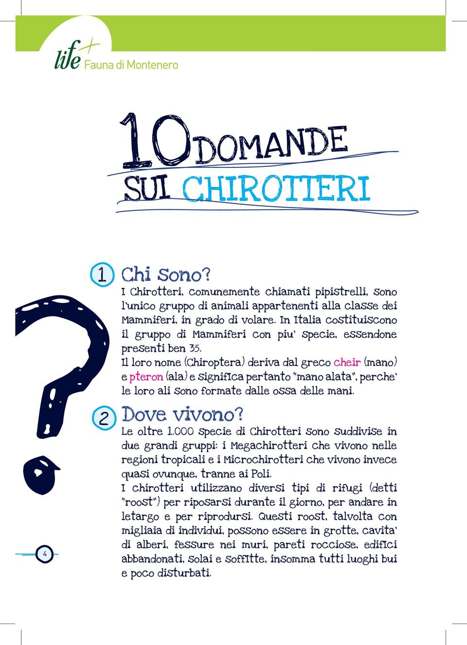 Il loro nome (Chiroptera) deriva dal greco cheir (mano) e pteron (ala) e significa pertanto mano alata, perche le loro ali sono formate dalle ossa delle mani. Dove vivono? Le oltre 1.