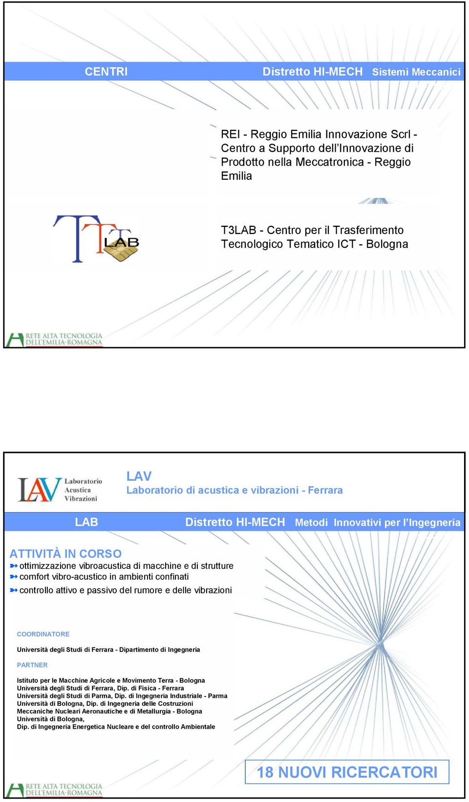 macchine e di strutture comfort vibro-acustico in ambienti confinati controllo attivo e passivo del rumore e delle vibrazioni Università degli Studi di Ferrara - Dipartimento di Ingegneria Istituto