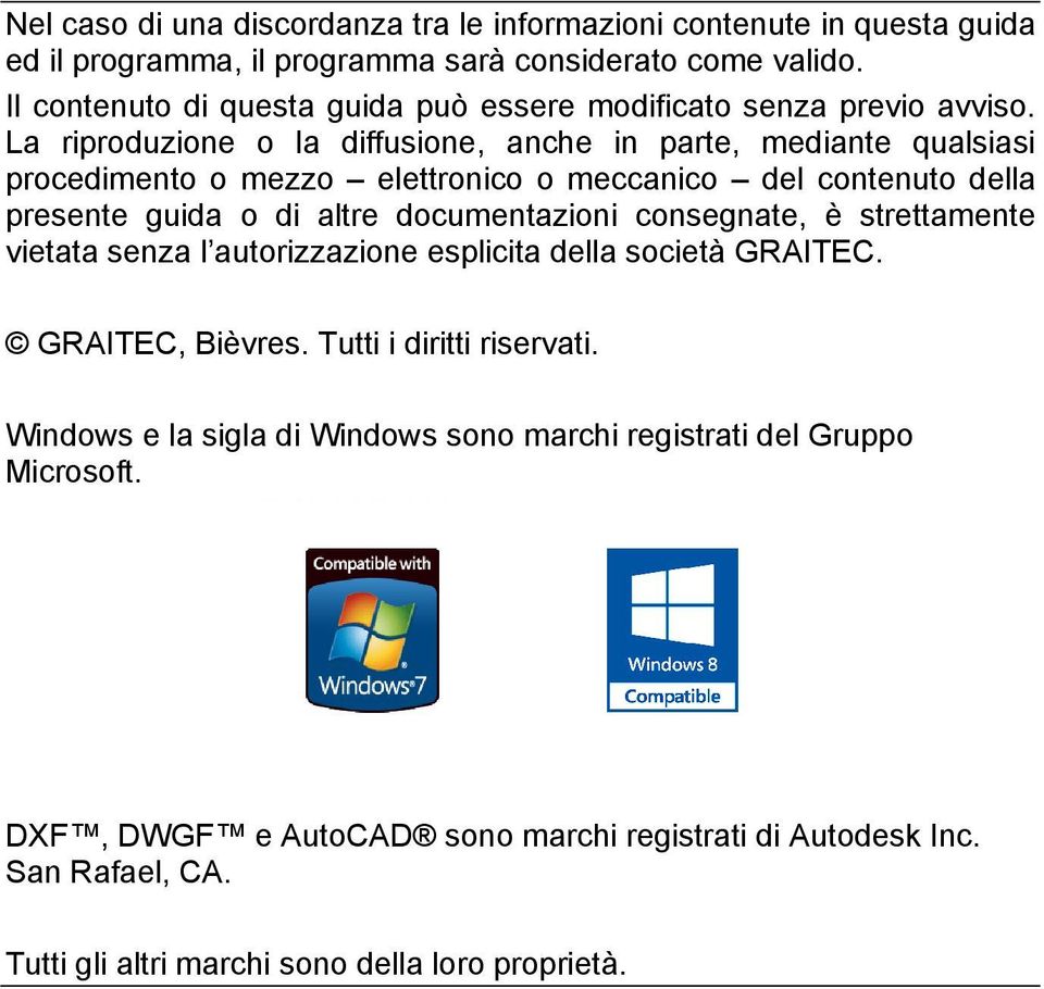 La riproduzione o la diffusione, anche in parte, mediante qualsiasi procedimento o mezzo elettronico o meccanico del contenuto della presente guida o di altre documentazioni