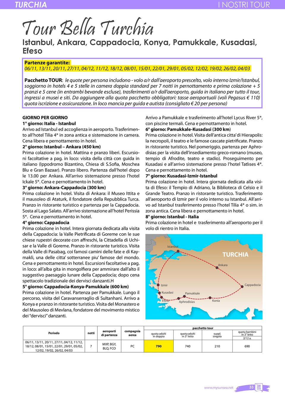 doppia standard per 7 notti in pernottamento e prima colazione + 5 pranzi e 5 cene (in entrambi bevande escluse), trasferimenti a/r dall aeroporto, guida in italiano per tutto il tour, ingressi a