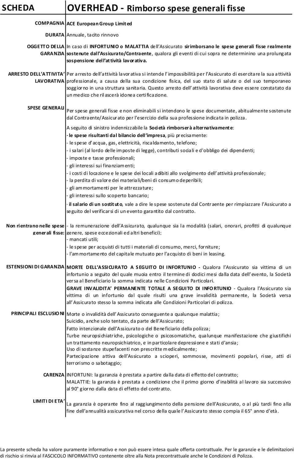 ARRESTO DELL ATTIVITA Per arresto dell attività lavor ativa si intende l impossibilità per l Assicurato di eser citare la sua a ttività LAVORATIVA professional e, a causa della sua condizione fisica,