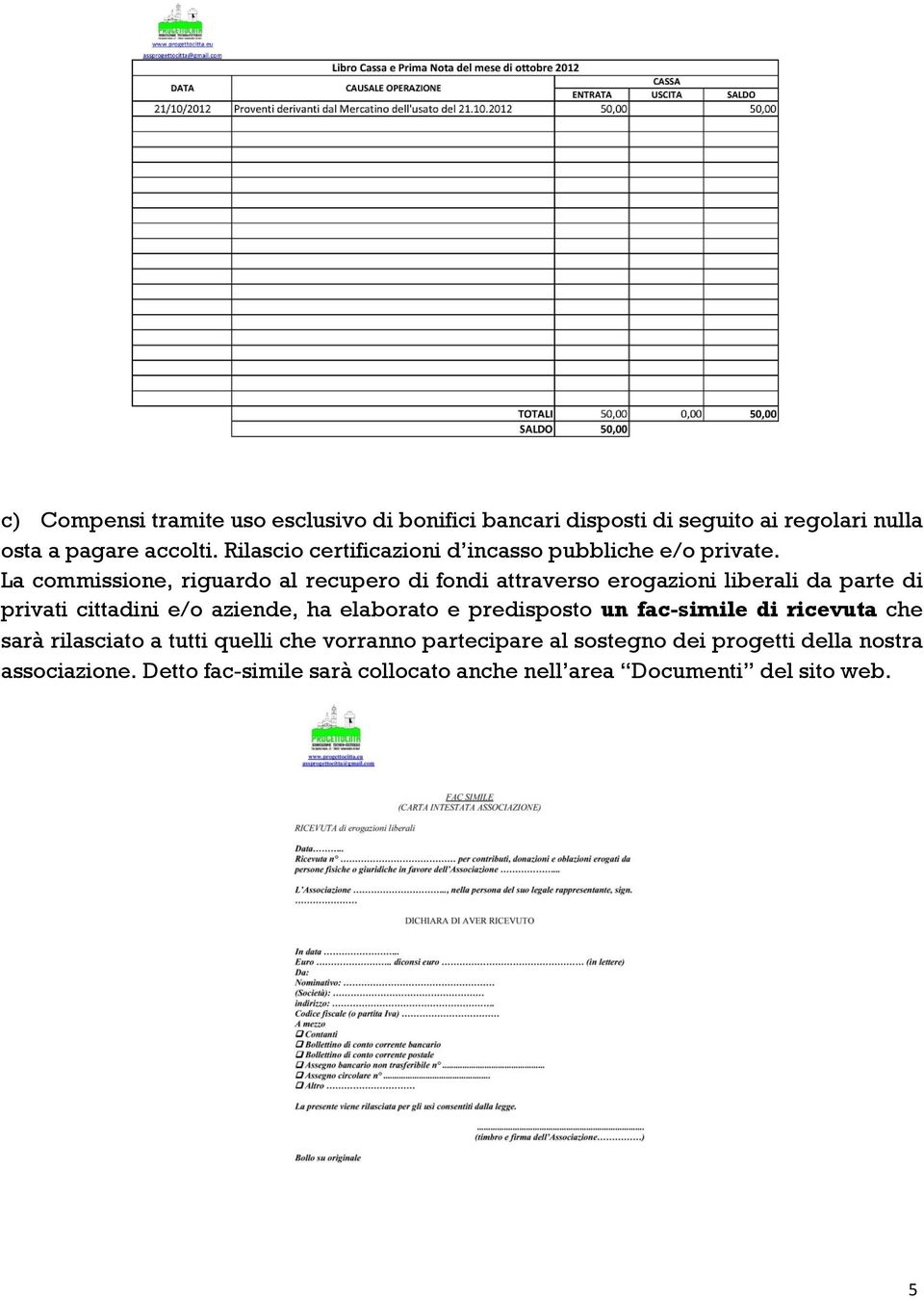 La commissione, riguardo al recupero di fondi attraverso erogazioni liberali da parte di privati cittadini e/o aziende, ha elaborato