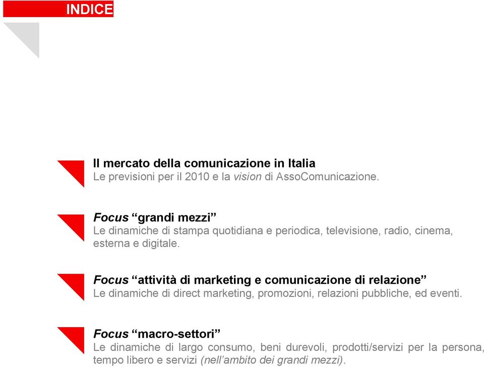 Focus attività di marketing e comunicazione di relazione Le dinamiche di direct marketing, promozioni, relazioni pubbliche, ed